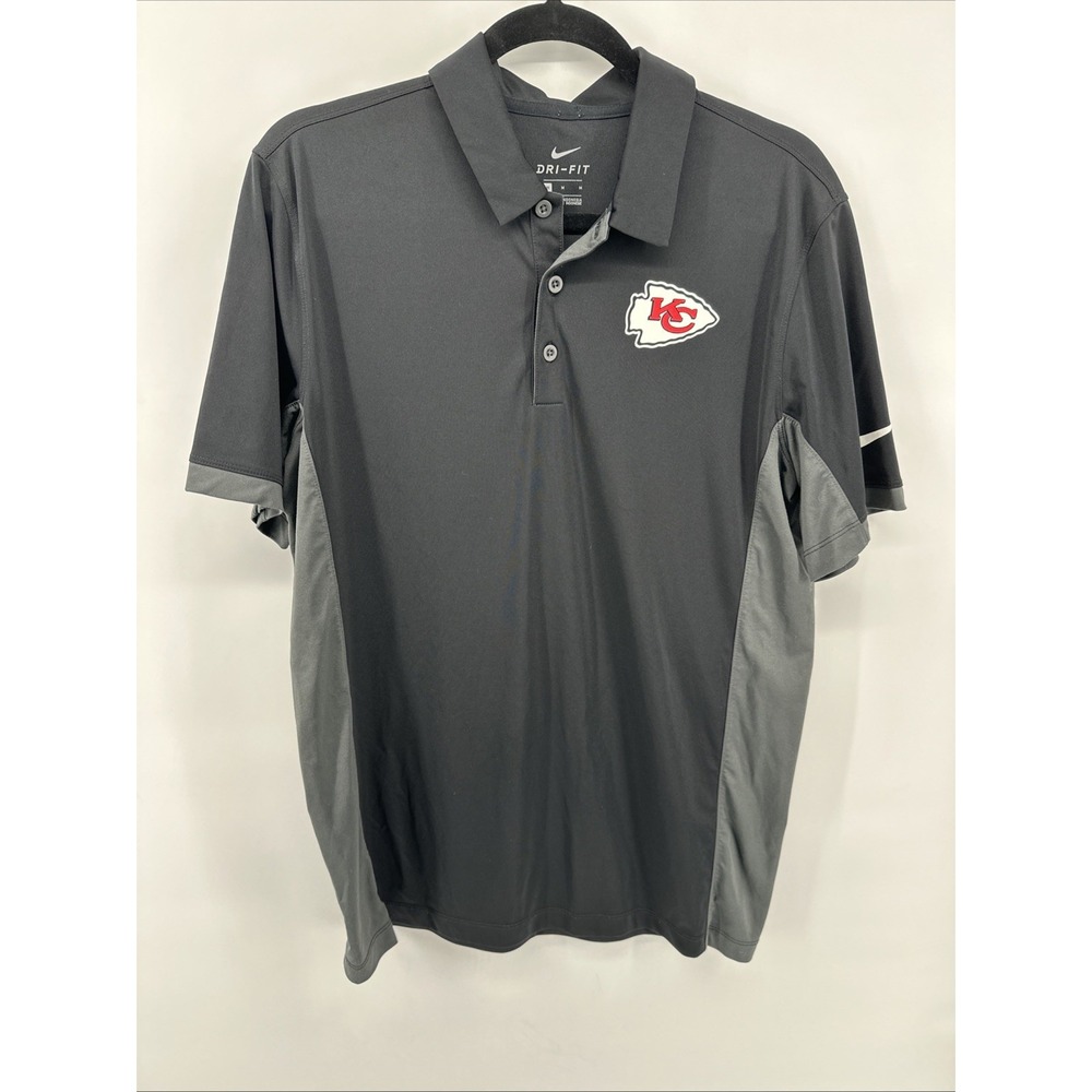 Kansas City Chiefs Shirt Mens M Black & Grey NFL Football Nike Dri Fit Polo Golf